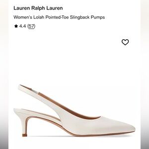 Ralph Lauren White Pointed-Toe Slingback Kitten Heels